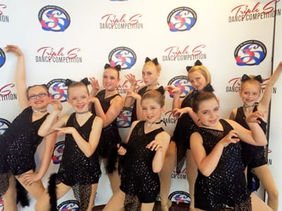Young girls at a dance competition for Bauer Fine Arts Academy